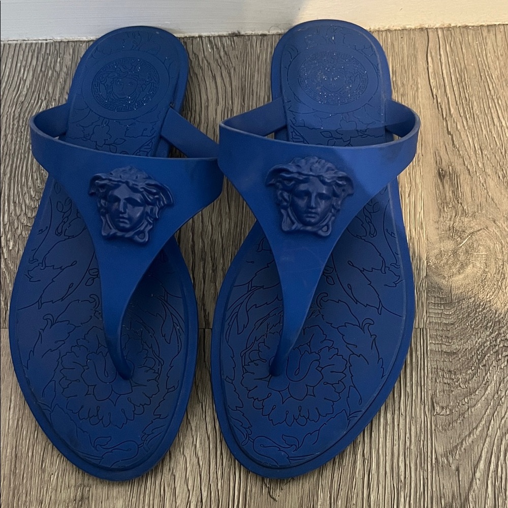 Versace Royal Blue Slide Sandals